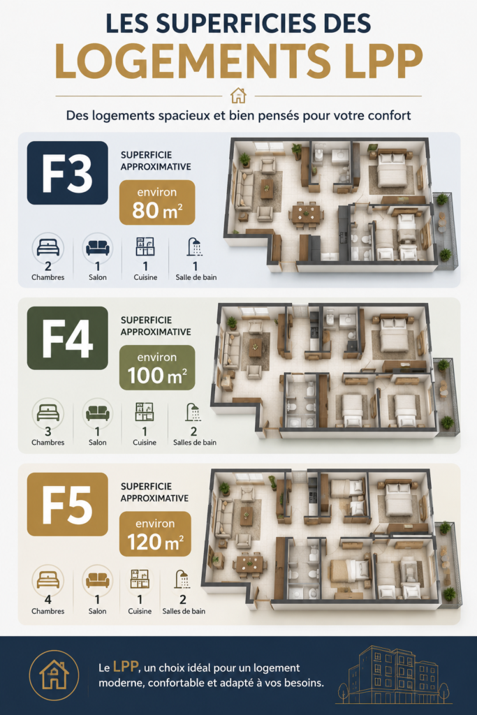 Quelles sont les superficies des logements LPP ?