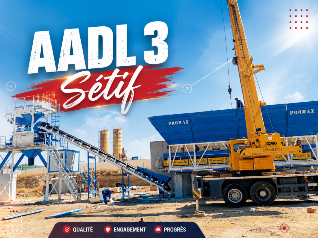 AADL 3 Sétif : Une Centrale à Béton Mobile S&rsquo;installe Sur le Site 06